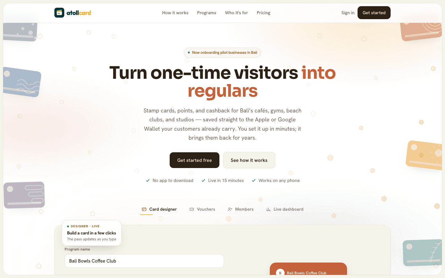 Atollcard, our loyalty platform — live site