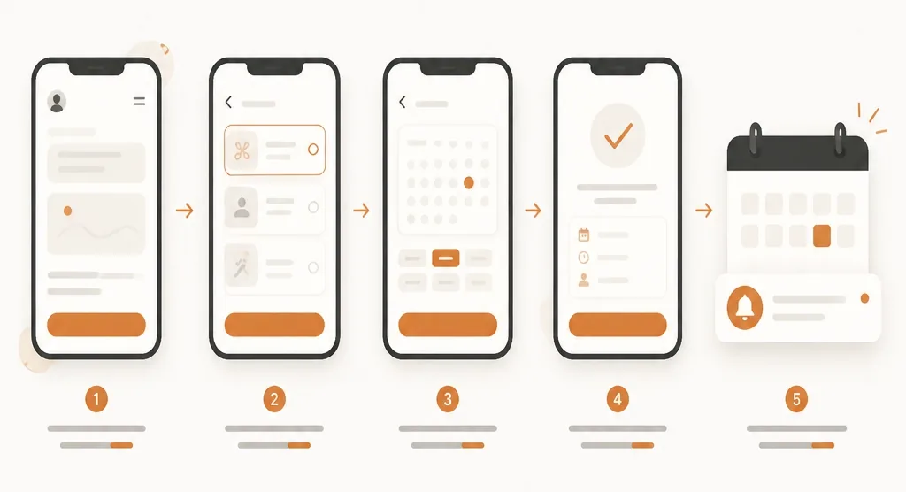 A simple visual illustration of a customer moving through a website booking journey
